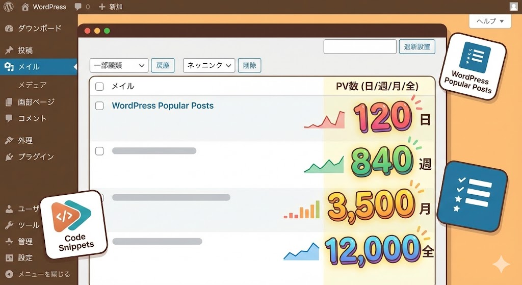 WordPress管理画面の投稿一覧にPV数を表示する方法（よく見られているサイトを強調する方法も紹介！）